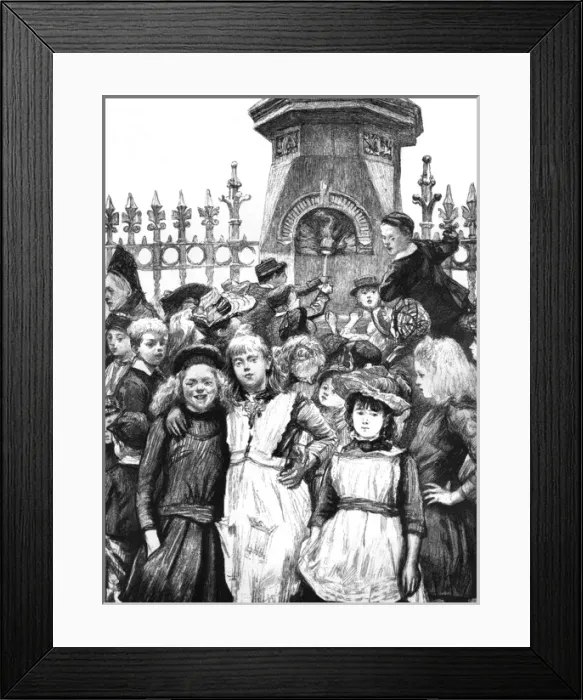 Framed Print : Children Drinking Fount Framed Print : Children Drinking Fount
