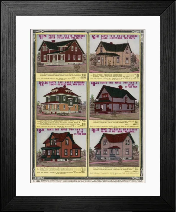 Framed Print : American Domestic Houses Framed Print : American Domestic Houses