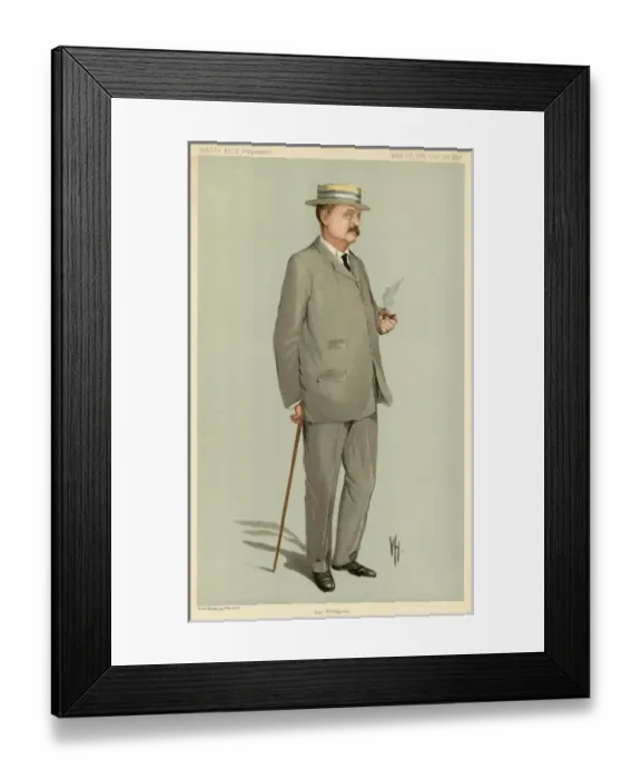 Framed Print : GREY SUIT. Earl Waldegrave in pale grey informal suit with single- breasted Framed Print : GREY SUIT. Earl Waldegrave in pale grey informal suit with single- breasted