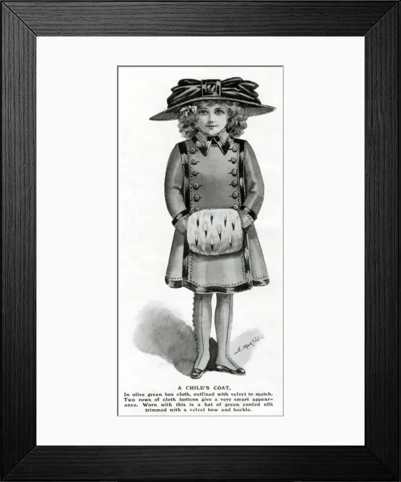 Framed Print : Girls Coat & Muff 1909 Framed Print : Girls Coat & Muff 1909
