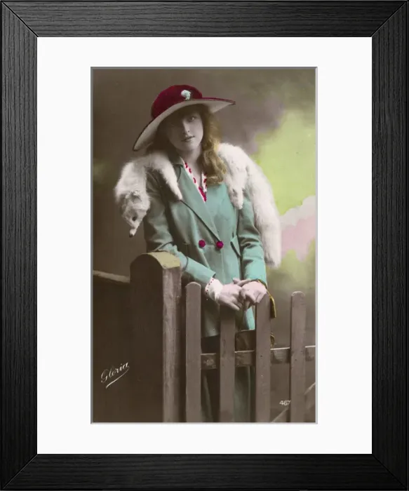 Framed Print : Girl & Fox Fur Stole Framed Print : Girl & Fox Fur Stole