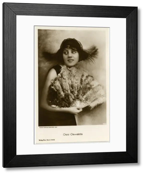 Framed Print : Ossi Oswalda with Fan Framed Print : Ossi Oswalda with Fan