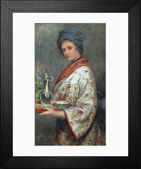 Framed Print : Oriental-Style Tea Girl Framed Print : Oriental-Style Tea Girl