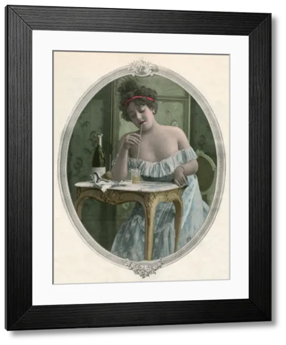 Framed Print : Champagne through Straw Framed Print : Champagne through Straw