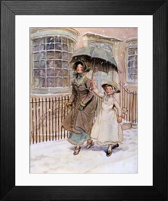 Framed Print : Lady & her Maid / Street Framed Print : Lady & her Maid / Street