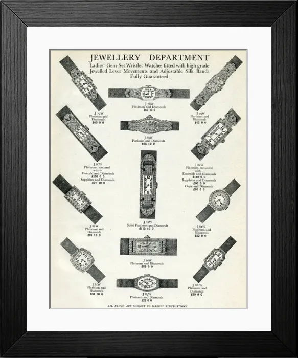 Framed Print : Ladies cocktail wristlet watches 1902 Framed Print : Ladies cocktail wristlet watches 1902