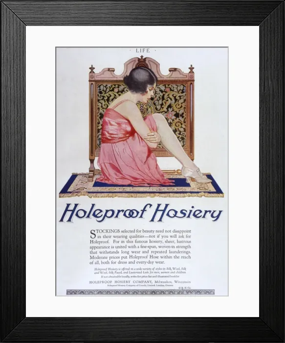 Framed Print : Holeproof Hosiery 1924