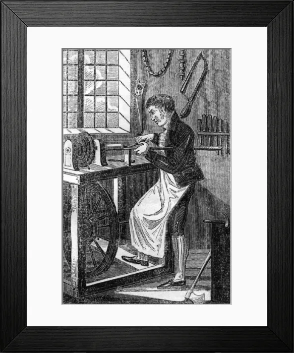Framed Print : Turner Working a Lathe Framed Print : Turner Working a Lathe