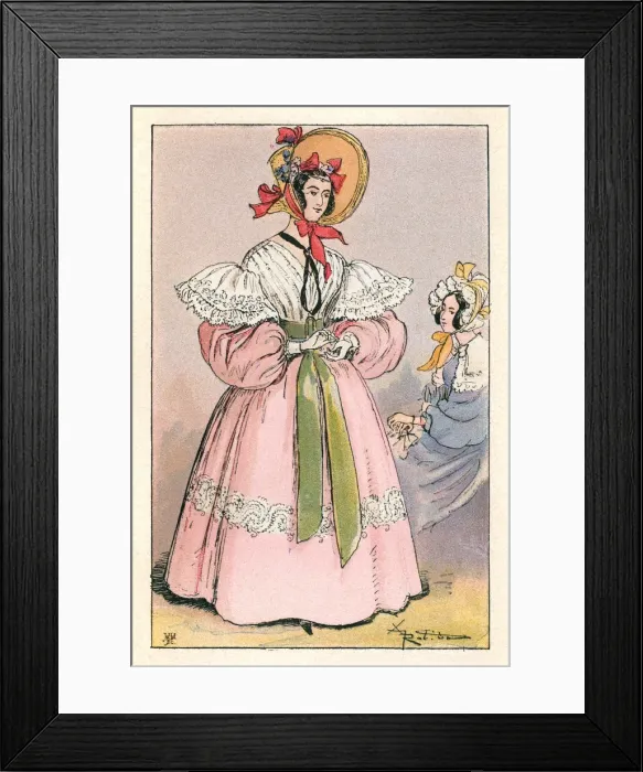 Framed Print : Gown of 1835 / Robida Framed Print : Gown of 1835 / Robida