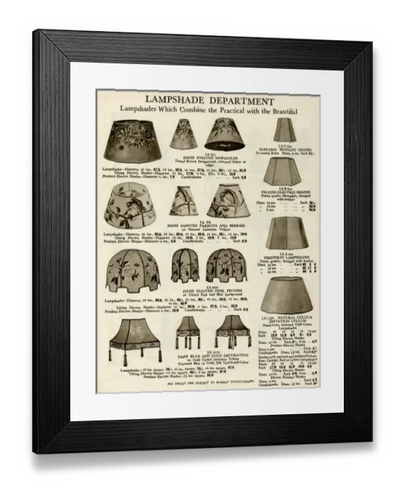 Framed Print : Lampshades with motifs 1929 Framed Print : Lampshades with motifs 1929