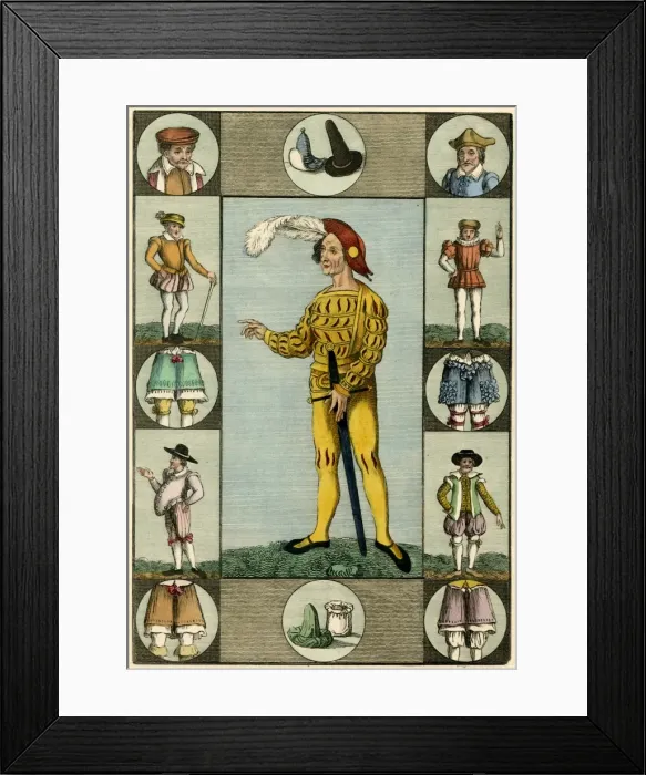 Framed Print : Male Attire C16 & C17Th Framed Print : Male Attire C16 & C17Th
