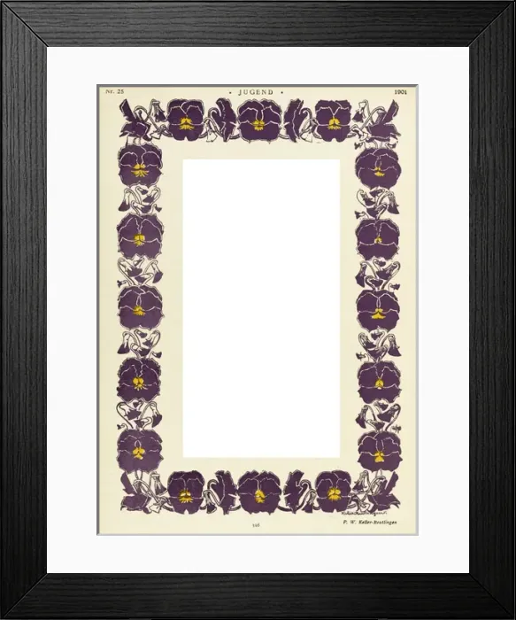 Framed Print : Pansy Border / Jugend 1901 Framed Print : Pansy Border / Jugend 1901