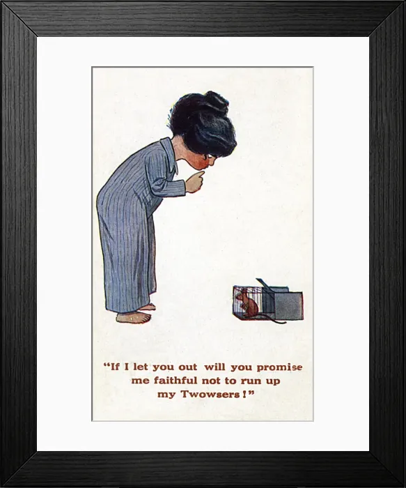 Framed Print : Girl & Mouse in Trap Framed Print : Girl & Mouse in Trap