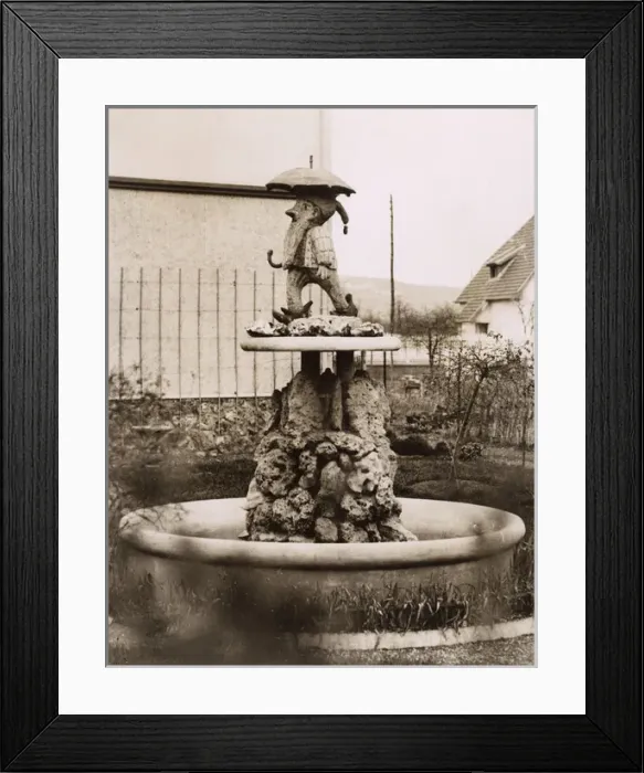 Framed Print : Gnome Water Feature Framed Print : Gnome Water Feature