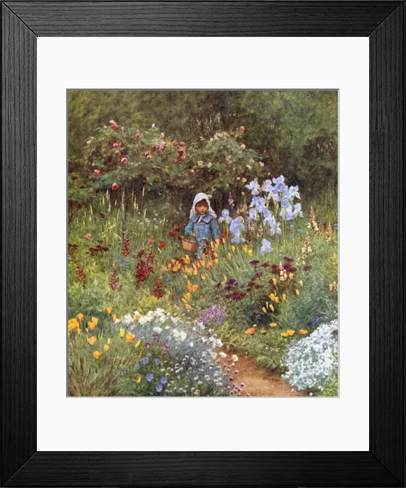 Framed Print : Girl with Flowers C1886 Framed Print : Girl with Flowers C1886
