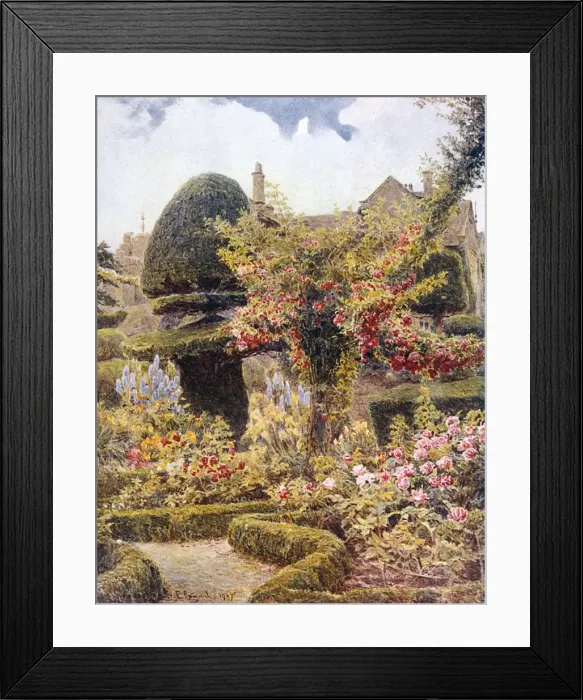 Framed Print : Garden / Levens Hall 1911 Framed Print : Garden / Levens Hall 1911