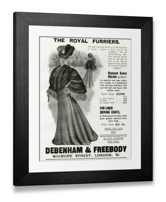 Framed Print : Advert for Debenham & Freebody womens fur garments 1905 Framed Print : Advert for Debenham & Freebody womens fur garments 1905