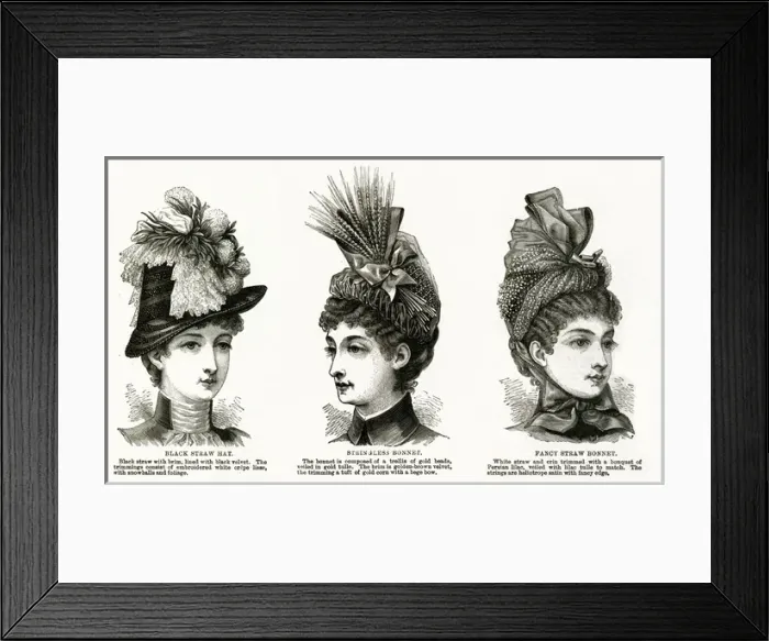 Framed Print : Women wearing victorain headwear 1886 Framed Print : Women wearing victorain headwear 1886