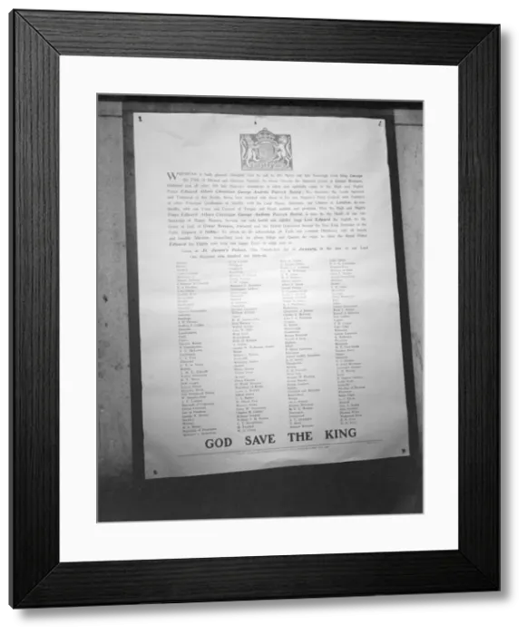 Framed Print : Edward VIII Proclamation Framed Print : Edward VIII Proclamation