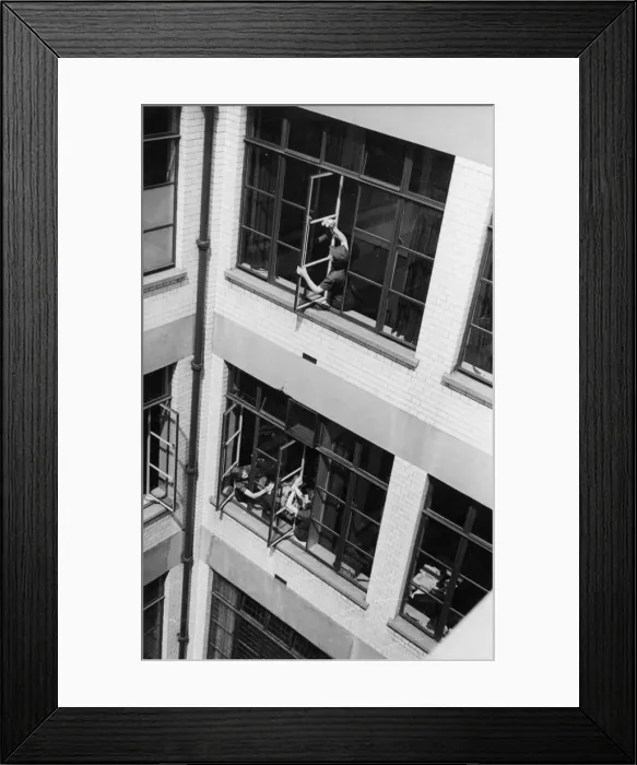 Framed Print : Window Cleaning Girls Framed Print : Window Cleaning Girls