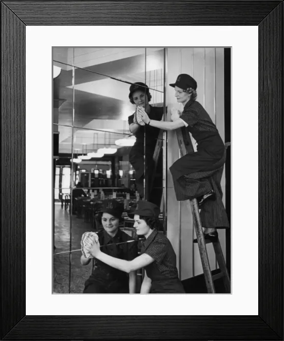Framed Print : Window Cleaning Girls Framed Print : Window Cleaning Girls