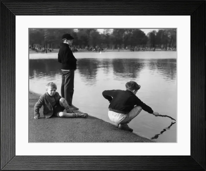 Framed Print : Boys at Pond Framed Print : Boys at Pond
