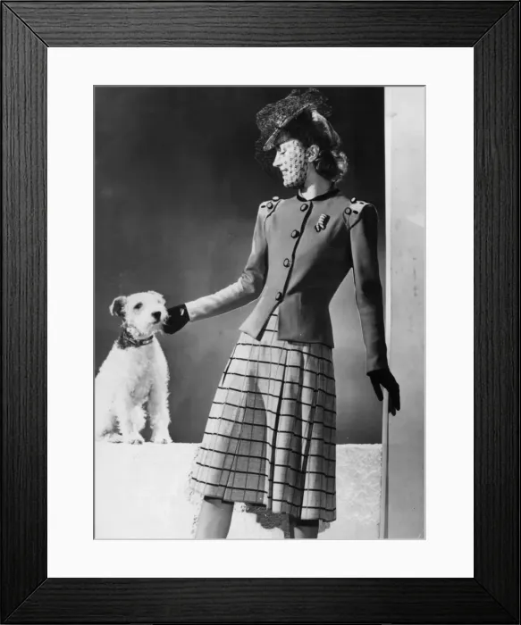 Framed Print : Model with Fox Terrier Framed Print : Model with Fox Terrier