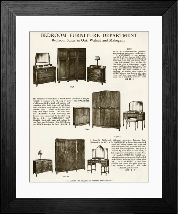 Framed Print : Bedroom suites 1929 Framed Print : Bedroom suites 1929