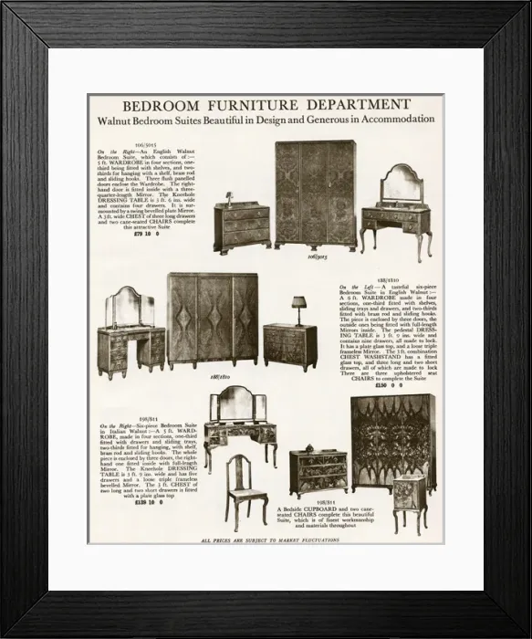 Framed Print : Bedroom suites 1929 Framed Print : Bedroom suites 1929