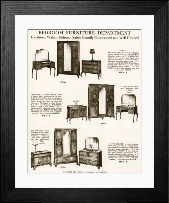 Framed Print : Bedroom suites 1929 Framed Print : Bedroom suites 1929