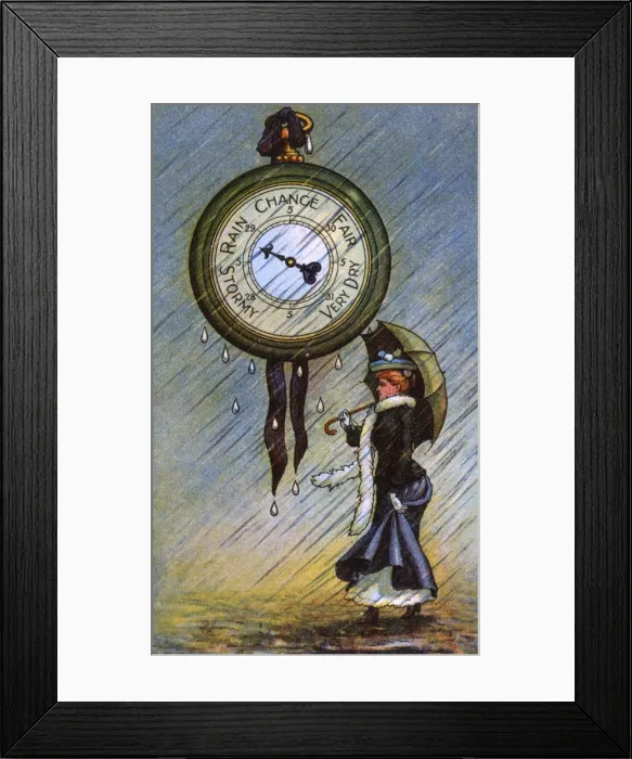 Framed Print : Barometer Says Rain 1905 Framed Print : Barometer Says Rain 1905