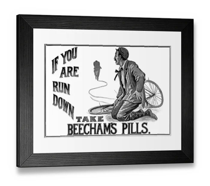 Framed Print : Beechams Pills Cycle Ad Framed Print : Beechams Pills Cycle Ad