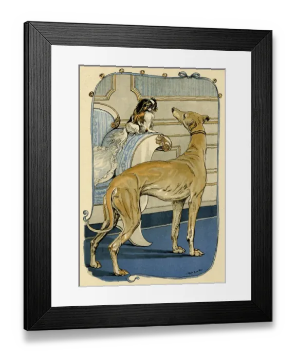 Framed Print : Greyhound and Pekingese Framed Print : Greyhound and Pekingese