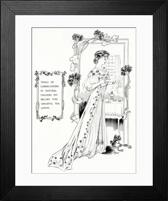 Framed Print : Woman wearing tea gown 1907 Framed Print : Woman wearing tea gown 1907