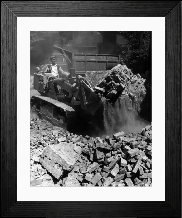 Framed Print : Bulldozing a Building Framed Print : Bulldozing a Building