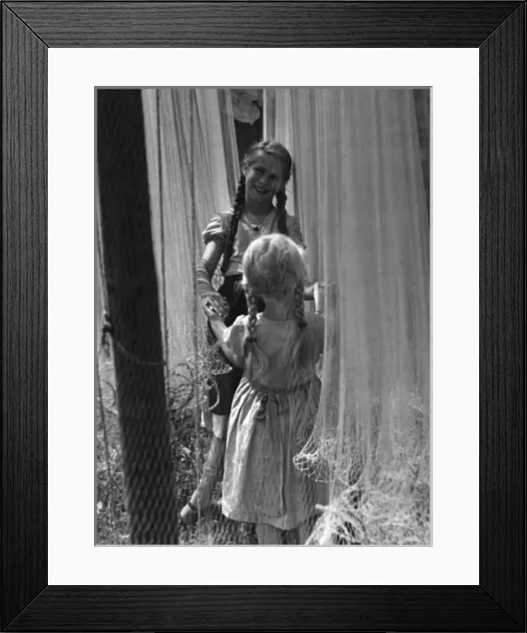 Framed Print : Two Girls with Plaits Framed Print : Two Girls with Plaits
