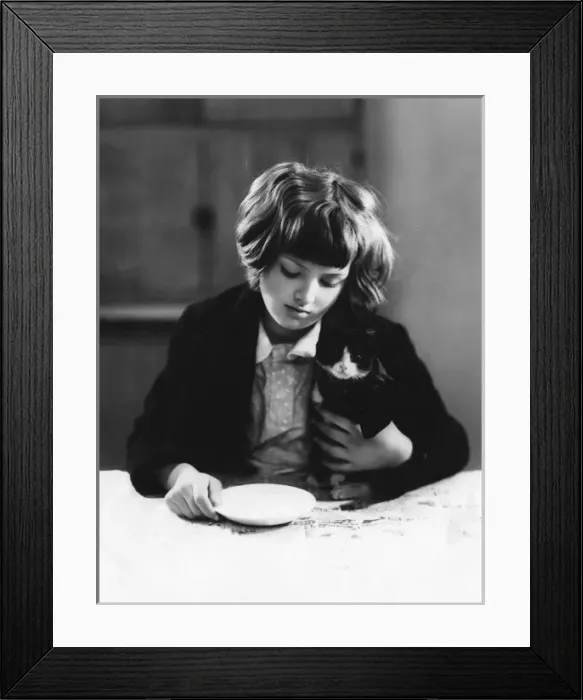 Framed Print : Girl with Kitten 1940S