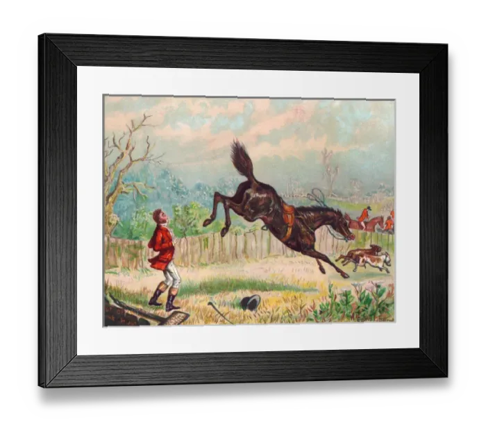 Framed Print : Foxhunting scene on a greetings card Framed Print : Foxhunting scene on a greetings card