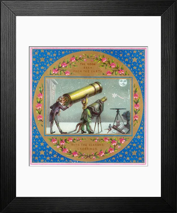 Framed Print : Two astronomers on a Christmas card Framed Print : Two astronomers on a Christmas card
