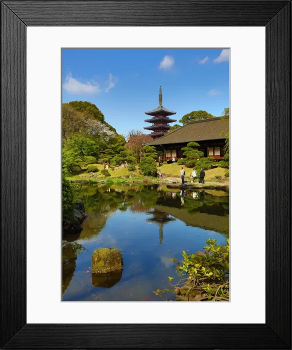 Framed Print : Pagoda and Japanese ornamental garden, Asakusa, Tokyo, Japan Framed Print : Pagoda and Japanese ornamental garden, Asakusa, Tokyo, Japan