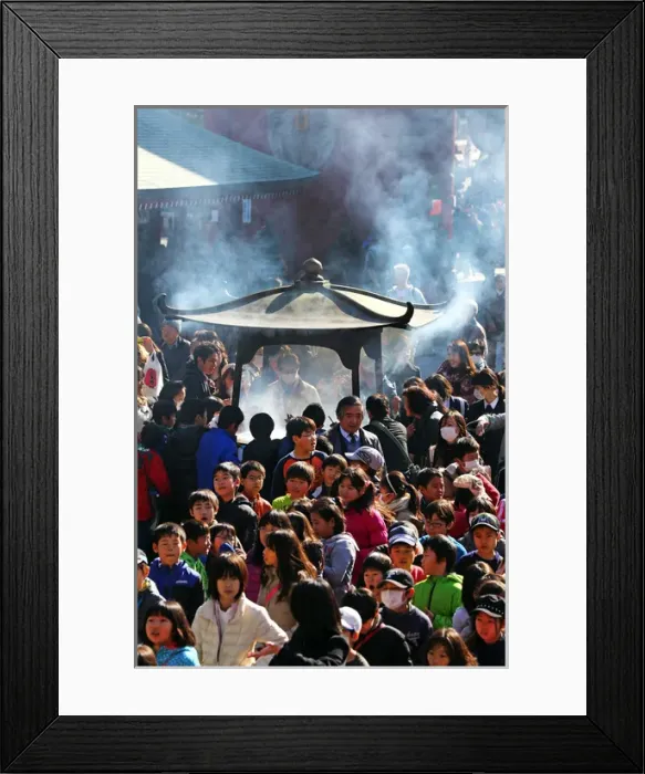 Framed Print : People burning incense at Senso Ji Temple in Asakusa, Tokyo Framed Print : People burning incense at Senso Ji Temple in Asakusa, Tokyo