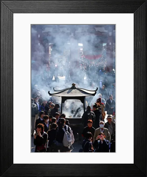 Framed Print : People burning incense at Senso Ji Temple in Asakusa, Tokyo Framed Print : People burning incense at Senso Ji Temple in Asakusa, Tokyo