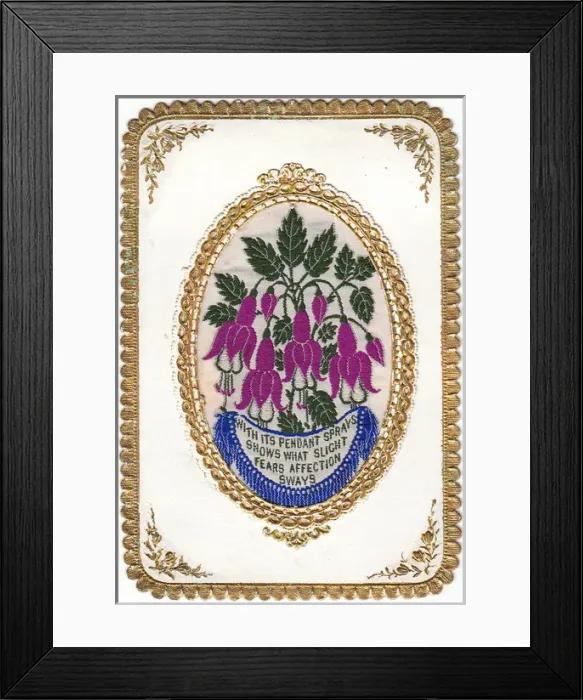 Framed Print : Purple flowers on a romantic greetings card Framed Print : Purple flowers on a romantic greetings card