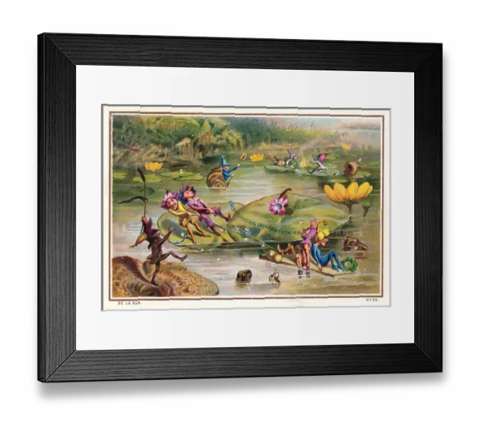 Framed Print : Goblins on a river on a Christmas and New Year card Framed Print : Goblins on a river on a Christmas and New Year card