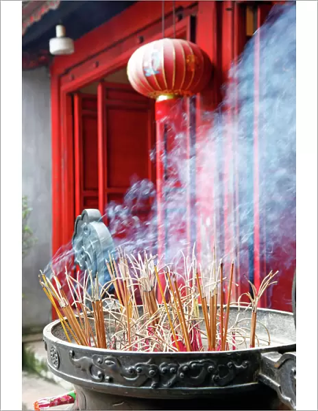 Incense sticks burning in Den Ngoc Son, Temple Hanoi