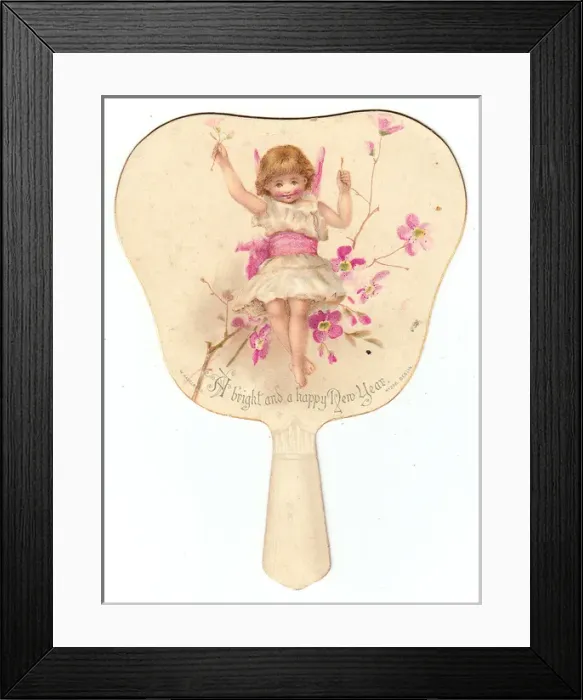 Framed Print : New Year card in the form of a fan Framed Print : New Year card in the form of a fan