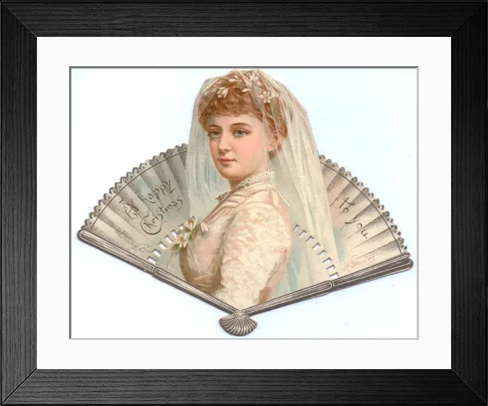 Framed Print : Christmas card in the form of a fan