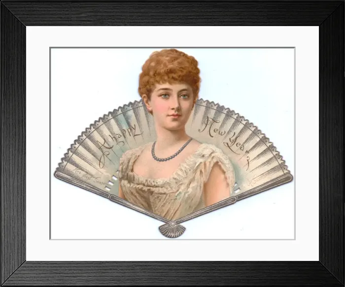 Framed Print : New Year card in the form of a fan Framed Print : New Year card in the form of a fan