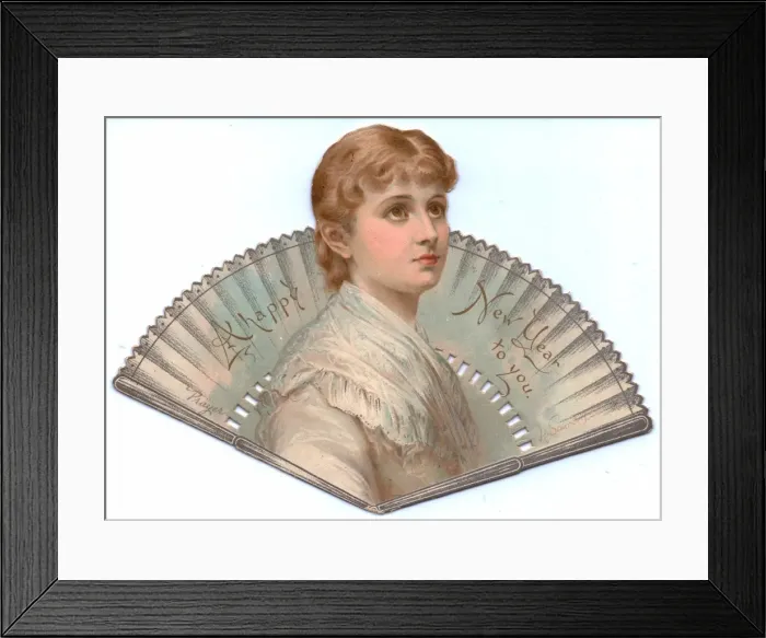 Framed Print : New Year card in the form of a fan Framed Print : New Year card in the form of a fan