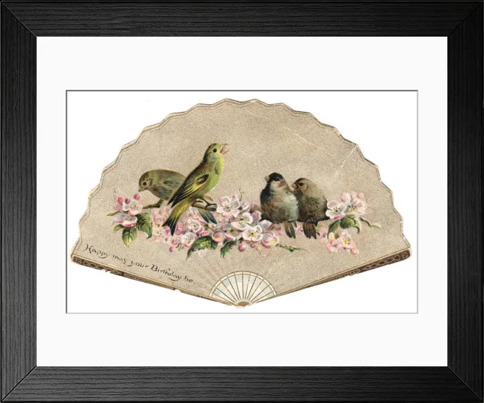 Framed Print : Birthday card in the form of a fan Framed Print : Birthday card in the form of a fan
